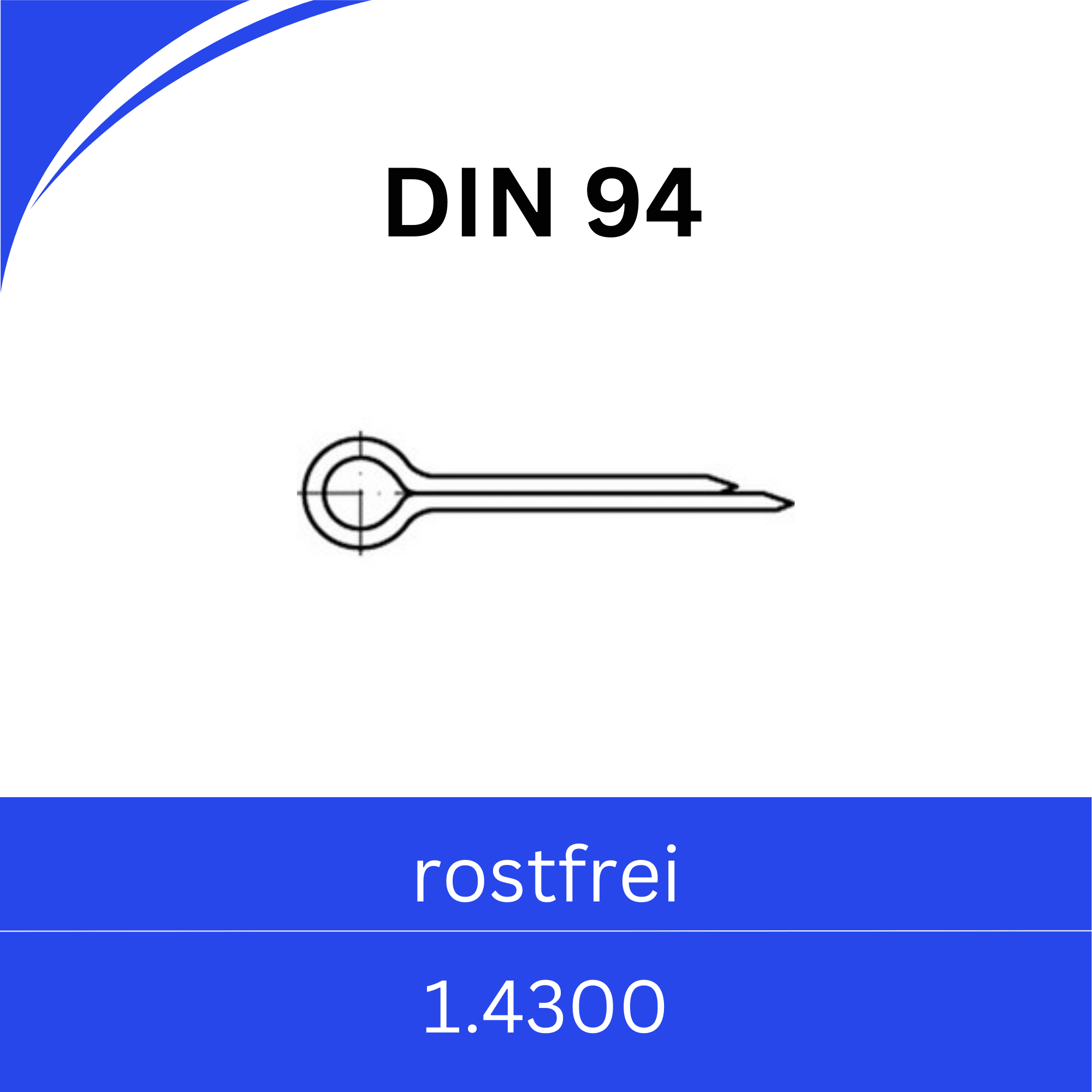 Bild für Kategorie DIN 94 ➤ Splinte - Schraubensicherungselemente (rostfrei 1.4300)